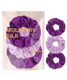 BasicSense Silk Hair Scrunchies Set - Luxurious Mulberry Hair Tie - Skinny Large Scrunchy - Purple Assortment - Set of 3 - Buy Online on GoSupps.com