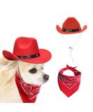 Awocan Red Dog Cowboy Hat & Bandana Scarf - Perfect Pet Costume for Parties & Vacations | International Shipping - Buy Online on GoSupps.com