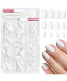 360Pcs Glossy Short Press on Nails - White Oval Acrylic Fake Nails for Women & Girls with Glue & Jelly Tabs - Buy Online on GoSupps.com