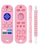 Silicone Remote Control Shape Baby Teether Toy with Pacifier Clip - BPA Free Teething Toy for Over 3 Months (Pink) - Buy Online on GoSupps.com