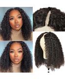 4GIRL4EVER Curly V-Part Human Hair Wig for Black Women - 14 Inch Upgrade Glueless U-Part Kinky Curly Wig 180% Density - Natural Black - Buy Online on GoSupps.com