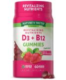 Nature's Truth Vitamin D3 and B12 Gummies - 60 Count, Vegetarian, Non-GMO, Gluten-Free, Natural Strawberry Flavor - Buy Online on GoSupps.com