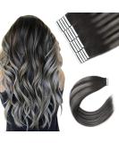 Sixstar Hair Invisible Tape Extensions - 20 Pieces 50g 20 Inches - Thick Remy Hair Silky Smooth #1BT1B-Silver - Buy Online on GoSupps.com
