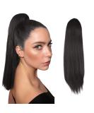 FESHFEN Straight Drawstring Ponytail Extension 16 Inch Dark Brown 4# - Clip in Synthetic Hairpiece for Women and Girls - Buy Online on GoSupps.com