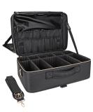 Relavel Extra Large Makeup Bag - Professional Artist Kit Train Case with Shoulder Straps, Dividers, and Waterproof Leather - Black - Buy Online on GoSupps.com
