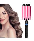 3 Barrel Hair Curler with LCD Display - Professional Wave Curling Iron for Long & Short Hair - Adjustable Temperature & Portable - Buy Online on GoSupps.com