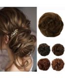 JJstar Medium Ash Brown Messy Hair Bun Scrunchies for Women - Curly Wavy Chignons Accessory - Buy Online on GoSupps.com