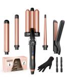 5-in-1 Lockenstab: 3 Barrel Hair Curler with Adjustable Temperature Smoothing Iron & Accessories - Red Gold - Buy Online on GoSupps.com