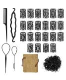 Decareta 24 pieces Bartperle Wikinger Rune Bart pearls 10*13mm Nordic hair beads Barturken Barturlichten Runes beads with clip and 400 black rubber bands with bags for bracelet DIY trailer - Buy Online on GoSupps.com