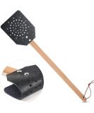YoungJoy Leather Heavy Duty 19 Inch Rustic Manual Swat with Wooden Long Handle - 1 Pack Black - Buy Online on GoSupps.com