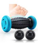 HOFASON Foot Roller Massage Ball Set for Plantar Fasciitis & Body Pain Relief - 1 Roller & 2 Spiky Balls - Foot Massager Reflexology Tool (Black Blue) - Buy Online on GoSupps.com