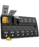 XL Large Pill Organizer 7 Day Weekly AM PM Medicine Box - 14 Compartments, Hinged Lids - Black - Buy Online on GoSupps.com