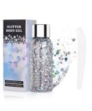 URAQT Body Glitter Gel Holographic Mermaid Sequins Glitter Chunky Cosmetic Glitter Face and Body Gel Sparkling Festival Party Lotion Glitter for Face Body Eye Hair Nail Makeup and DIY Art (Silver) - Buy Online on GoSupps.com