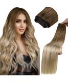 LAAVOO Real Hair Extensions - Blonde Balayage Ombre Sew-In Wefts | 80g #8/16/60cm | Premium Quality Hair for International Shipping - Buy Online on GoSupps.com