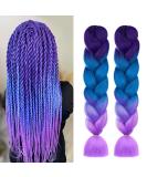 Aomig braids extensions 2PC ombre synthetic hair for braiding 24 "strands of hair for braiding hair single-braid hair braid extensions for hair box braid simple braids (purple/light violet/seaside llau/Seeblau/lake violet/light violet - Buy Online on GoSupps.com