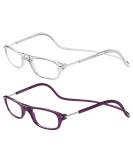 TBOC Pack: +2.00 Dioptria Reading Glasses for Men & Women - 2 Units Foldable Clip-on Anti-Visibility Transparent & Dark Violet - Buy Online on GoSupps.com