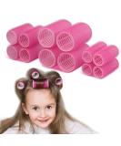 12Pcs Small Hair Rollers for Short Hair - Self Grip Curlers for Fine Thin Hair - No Heat 3 Sizes - Rose Red (12 Piece Set) - Buy Online on GoSupps.com