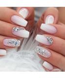 YoYoee Medium Coffin Press On Nails - Crystal Gem Design Reusable Acrylic Gradient False Nails for Women & Girls (24 PCS) - Shop Now - Buy Online on GoSupps.com