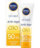 NIVEA SUN UV Face SPF50 Q10 Anti-Age & Anti-Pigment 50ml - UVA/UVB Protection, Anti-Ageing, No White Marks - Buy Online on GoSupps.com