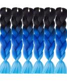 LDMY Jumbo Braiding Hair Extensions - Ombre Two Tone Black Blue 6pcs/Pack 100g Each - Perfect for Stylish Hairstyles - Buy Online on GoSupps.com
