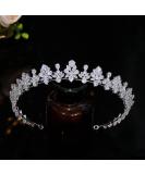Jorsnovs Small Cubic Zirconia Crown for Women - Bridal Wedding Tiaras | CZ Queen Quinceanera & Birthday Party Hair Accessories - Silver - Buy Online on GoSupps.com