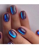 24-Piece Short Angular Press-On Nails Set | Blue Glossy French Fake Acrylic Nails for Women & Girls | Reusable Nail Art Manicure - Buy Online on GoSupps.com