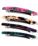 4-Pack Skinny French Hair Clips for Women - Tortoise Shell Style in Hot Pink Red Navy Blue Black & Caramel Green - Perfect for Thin & Thick Hair - Buy Online on GoSupps.com