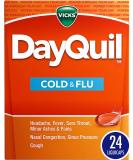 Vicks DayQuil Cold & Flu Medicine - Non-Drowsy Relief for Headache, Fever, Sore Throat & More - 24 Liquicaps - Buy Online on GoSupps.com