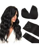 Doores Real Hair Extensions Clip - Natural Black 40cm (16 inch) | 150g Remy Human Hair Straight & Thick - 9 Pieces - Buy Online on GoSupps.com