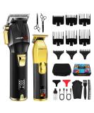 Professional Hair Clippers Set for Men | Cordless Barber Kit with LED Display & USB Rechargeable | Hair Cutting Kit - Perfect Gifts for Men (Black Gold - Buy Online on GoSupps.com