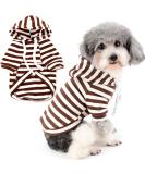 Zweitea Dog Hoodie Shirts for Small & Medium Dogs | Striped Puppy Clothes Soft Sweatshirt & Short Sleeve T-Shirt for All Seasons - XS Coffee - Buy Online on GoSupps.com