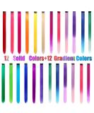 24 Pcs Colored Hair Extensions Colorful Clip in Hair Extensions 22 inch Synthetic Straight Hair Extensions for Kids Girls Women A 24Pcs - Solid color + Gradient color - Buy Online on GoSupps.com