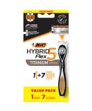BIC Flex 5 Hybrid Men's Disposable Razors for Sensitive Skin - 1 Handle, 7 Cartridges, 5 Blades for Smooth Shave - Buy Online on GoSupps.com