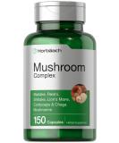 Mushroom Complex Capsules | 150 Count | Non-GMO & Gluten Free Supplement | Reishi Chaga Lions Mane Cordyceps Maitake & Shiitake | by Horbaach - Buy Online on GoSupps.com