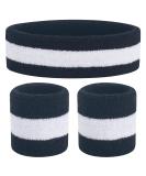 Onupgo Children's Athletic Cotton Welding Headband & Bracelet Set - 1 Headband + 2 Bracelets - Black/White/Black - Ideal for Sports | International Shipping - Buy Online on GoSupps.com