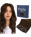 FSHINE Clip In Hair Extensions - 100% Remy Human Hair Brown #4 120g 40cm - Smooth Brazilian Hair with Extreme Clips - Buy Online on GoSupps.com