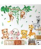 DECOWALL DS12-8073 Jungle Animals Wall Decals | Elephant Giraffe Safari Stickers for Baby Nursery & Kids Room | Cute Baby Animal Wall Decor - Buy Online on GoSupps.com