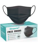 Buy Pack of 50 Black Disposable Face Masks - 3-Ply Adult Facial Cover with Elastic Earloops for Home Office School & Outdoors - International Shipping Available - Buy Online on GoSupps.com
