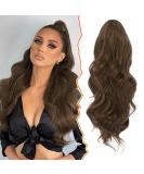 BARSDAR Drawstring Ponytail Extension - 16 Short Wavy Curly Synthetic Hairpiece in Dark Brown Mix Auburn - Perfect for Daily Use & Parties - Buy Online on GoSupps.com