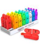 Monthly Pill Box Organizer - 2 Times a Day AM PM Medicine Box with 32 Compartments - Easy Open Design for Children, Elderly, and Arthritic Hands - Colorful - Buy Online on GoSupps.com