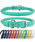 Collardirect Round Leather Dog Collar | Soft Padded Handmade Real Leather for Dogs & Cats | Adjustable 40-45 cm in Black Pink Red Purple Blue Mint Green - Buy Online on GoSupps.com