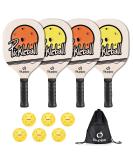 Niupipo 7-Ply Basswood Pickleball Paddles Set with Balls and Carry Bag - Ergonomic Cushion Grip, Wooden Rackets for Beginners (Yellow/Orange) - Buy Online on GoSupps.com