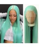Mint Green Long Straight Synthetic Lace Front Wig for Black Women - Heat Resistant Fiber Hair, Pre Plucked Natural Hairline - Ideal for Cosplay and Daily Wear - Buy Online on GoSupps.com