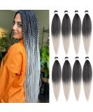 Leeven 8 Packs Pre Stretched Braiding Hair 30 Inch Yaki Texture Ombre Silver Brading Hair Extensions for Box Braids Red Crochet Hair Extensions for Braiding /1BSILVER# 30 Inch (Pack of 8) 1BSILVER - Buy Online on GoSupps.com