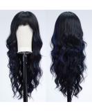 Emmor Black & Blue Highlight Curly Synthetic Wig - Long Heat-Resistant Ponytail for Everyday Use - Buy Online on GoSupps.com