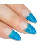 Buy Blue Gel Stiletto Almond False Nails - 24 Bling Art Artificial Long Tips with Glue | International Shipping - Buy Online on GoSupps.com