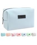 MAANGE Small Makeup Bag for Purse - Blue PU Leather Travel Cosmetic Pouch for Women - Buy Online on GoSupps.com
