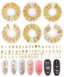 6 Boxes Gold Metal Nail Studs Charms Accessories for Women - 3D Punk Star Moon Heart Triangle Square Rivet Gems Nail Art Jewels Decal - Fingernails & Toenails Decorations - Buy Online on GoSupps.com