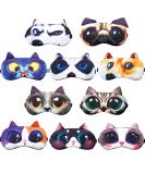 10 Pieces Cute Animal Sleep Mask Eye Mask for Sleeping Cat Dog Mask Soft Blindfold Eye Cover with Adjustable Strap for Men Women - Buy Online on GoSupps.com