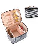 OCHEAL Large Travel Makeup Bag Organizer - Washable Cosmetic Case with Dividers for Women - Black/White Stripes - Buy Online on GoSupps.com